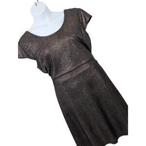 AMERICAN RAG! SHIMMERY TAUPE SPOTTED METALLIC ON BLACK DRESS, TOP! SZ 1X